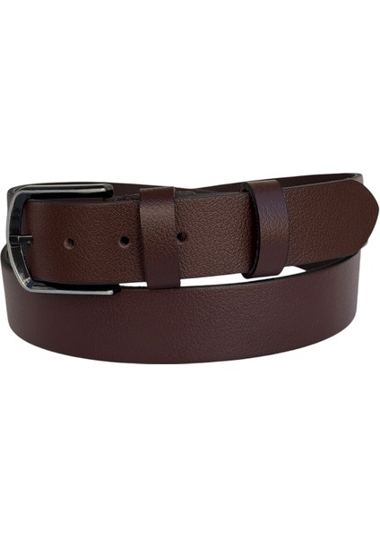 Battal Boy Hakiki Deri 4 Cm. Tokalı Düz Model Spor Erkek Kemer Kahverengi