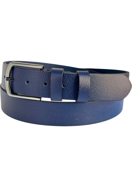 Battal Boy Hakiki Deri 4 Cm. Tokalı Düz Model Spor Erkek Kemer Lacivert