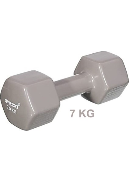 Vinyl Kaplama Dambıl, Kaymaz, Paslanmaz, Dayanıklı, 7 kg, Gri, Uzun Ömürlü, 1 adet