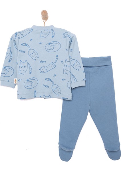 Yenidoğan Organic Sleepy Cat Uni Hırka-Patikli Alt Unisex