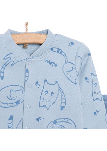 Yenidoğan Organic Sleepy Cat Uni Hırka-Patikli Alt Unisex