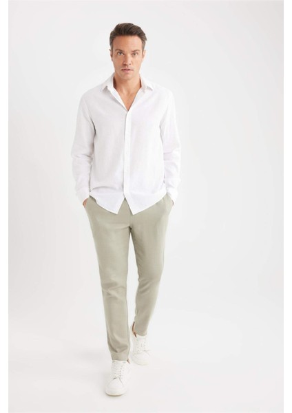Yazlık Jogger Keten Düz Paça Pantolon D7542AX25SP modelleri