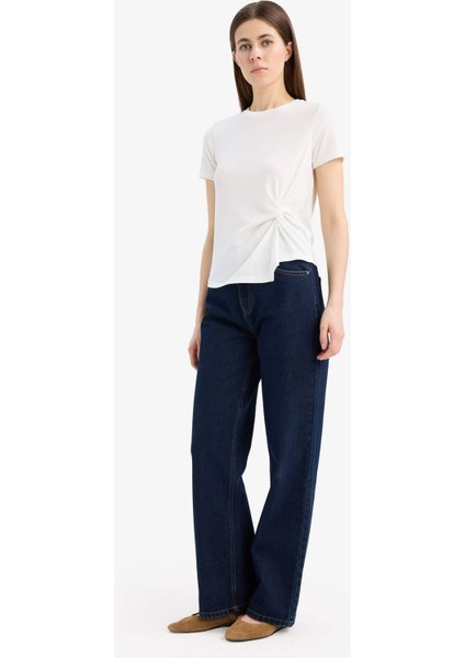 Slim Fit Dar Kesim Bisiklet Yaka Ribana Kısa Kollu Tişört F0366AX25SP modelleri