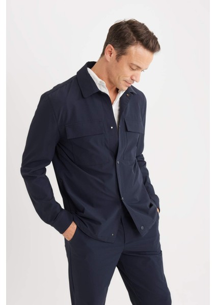 Regular Fit Polo Yaka Çıtçıt Kapamalı Cepli Teknik Gömlek Ceket B7396AX25SP modelleri