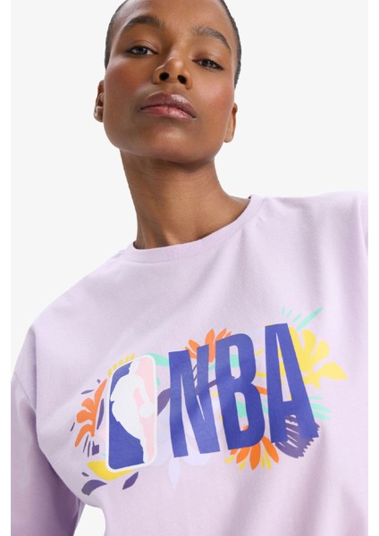 Defactofit Nba Wordmark Oversize Fit Bisiklet Yaka Kısa Kollu TIŞÖRT A4120AX25SM