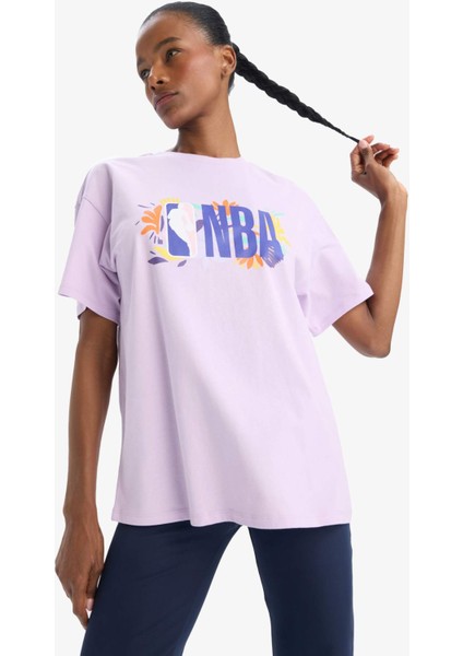 Defactofit Nba Wordmark Oversize Fit Bisiklet Yaka Kısa Kollu TIŞÖRT A4120AX25SM