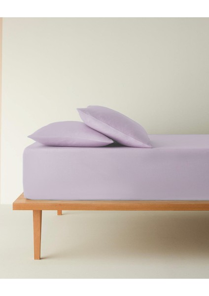 Plain Pamuk King Size Lastikli Çarşaf Tkm 180 x 200 cm Lavanta