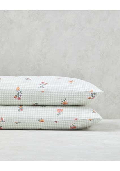 Floral Plaid Kolay Ütülenir 2'li Yastık Kılıfı 50 x 70 cm Pembe - Yeşil fiyatları