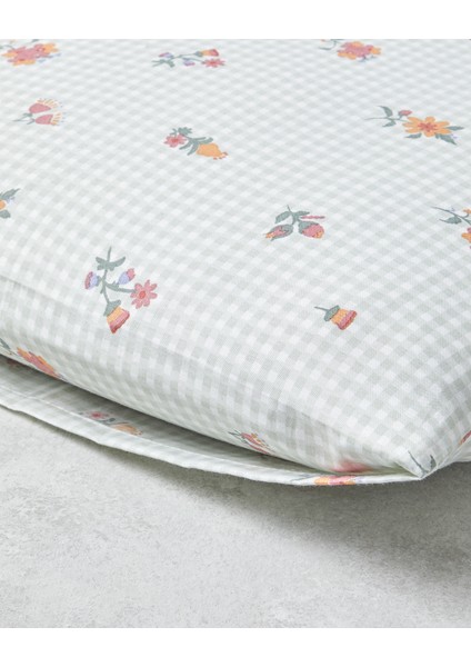 Floral Plaid Kolay Ütülenir 2'li Yastık Kılıfı 50 x 70 cm Pembe - Yeşil modelleri