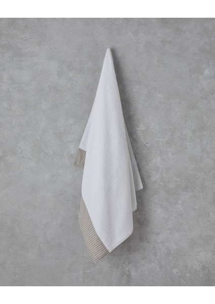 Natural Stripe Pamuklu Banyo Havlusu 90X150 cm Beyaz