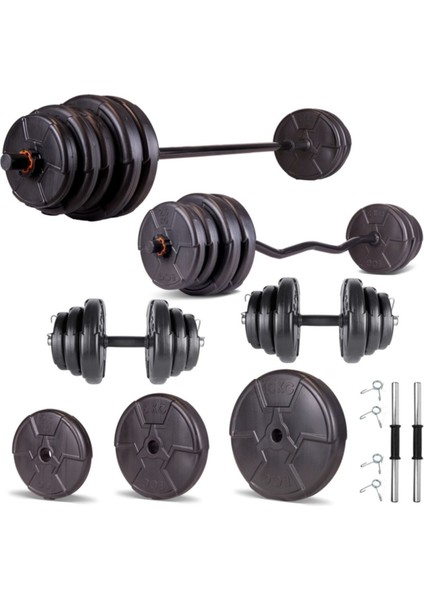 48 kg Z Bar Dambıl ve Fitness Seti, Siyah, dayanıklı ve kullanışlı spor ekipmanı