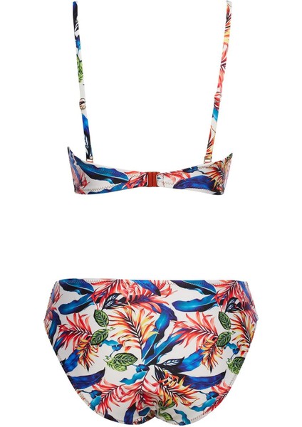 Yuvarlak Yaka Desenli Bikini Takım