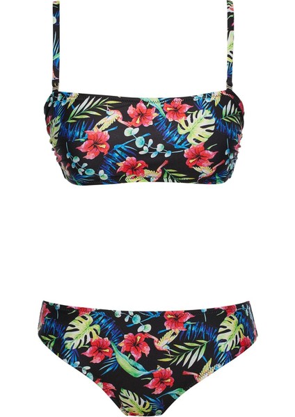 Straplez Desenli Bikini Takım