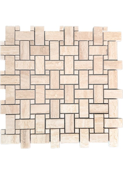 Doğal Taş Basket Weave Traverten Cilalı Mermer Mozaik
