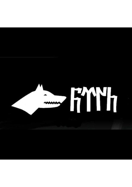 Kurt Başı ve Göktürkçe Türk Yazısı Sticker 30 x 12 cm