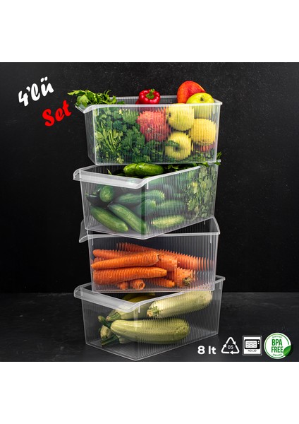 3185 4lü 8 Litre Dolap Içi ve Buzdolabı Içi Düzenleyici Banyo Mutfak Organizeri 20X32X7 cm