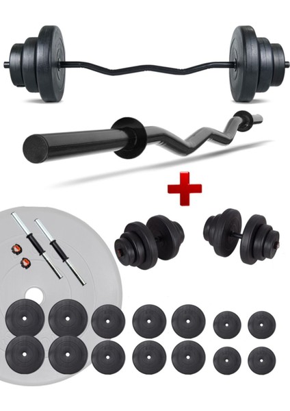 85 kg Vinyl Z Bar ve Fitness Ağırlık Seti, Siyah, Çok Amaçlı Spor Seti