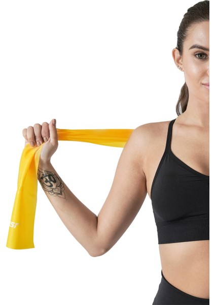 3'lü Pilates Direnç Lastiği Seti, Sarı, Sertlik: Sert, Orta, Yumuşak
