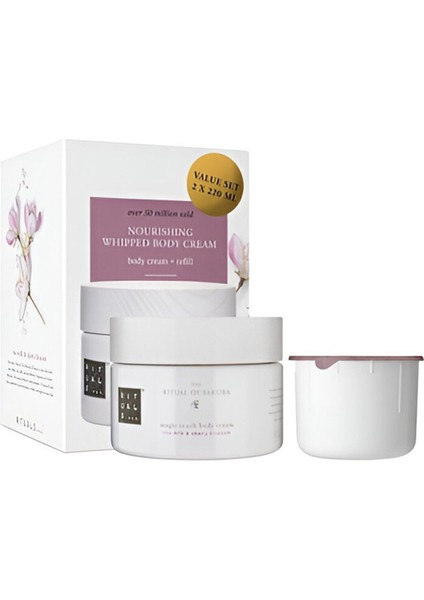 2 Adet Sakura Rice Milk&Cherry Blossom Vücut Krem 220ml Vücut Krem Yedek Paket 220ml