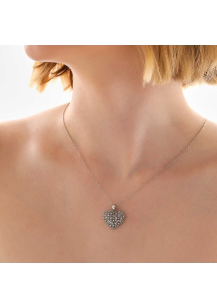925 Ayar Gümüş Bombeli Kalp Kadın Kolye fiyatları