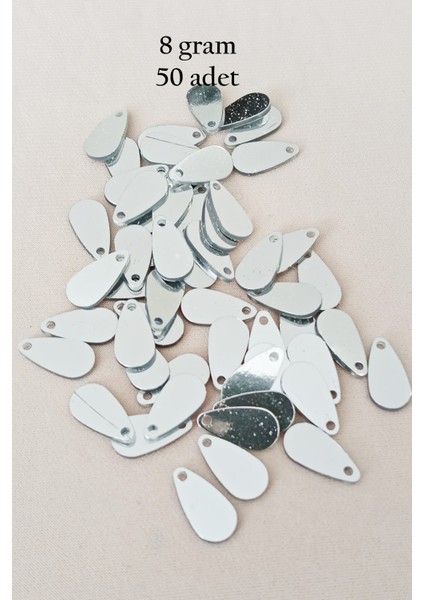 Abiye Bileklik Kolye Pleksi Metalik Plastik Pul Gümüş Renk 8 Gram 50 Adet - BNC531