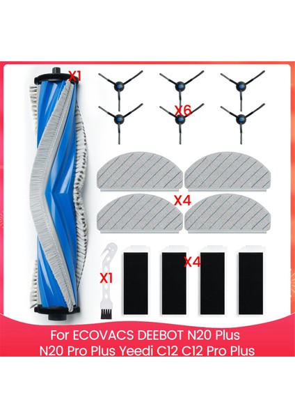 Ecovacs Deebot N20 Plus, N20 Pro Plus, Yeedi C12, C12 Pro Plus Robot Süpürge Aksesuarları Kiti Için Yedek Parçalar (Yurt Dışından)