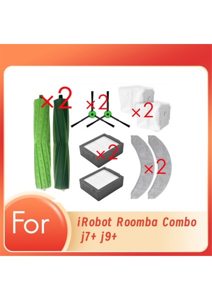 Irobot Roomba Combo J7+ J9+ Süpürme Robotu Temizleyici Parçaları Için 10 Adet Yedek Ana Yan Fırça Paspas Filtresi (Yurt Dışından)