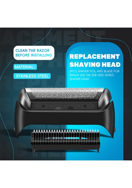 Braun 20S 10B 20B 1000 Serisi Tıraş Makinesi Başlığı Için 3 Adet Tıraş Makinesi Folyosu ve Bıçağı (Yurt Dışından) fırsatları