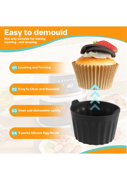 9 Adet Hava Fritöz Yumurta Kapları Yeniden Kullanılabilir Yapışmaz Silikon Yumurta Isırık Kalıbı Muffin Astarı Haşlanmış Yumurta Kapları Mikrodalga Için (Yurt Dışından) modelleri