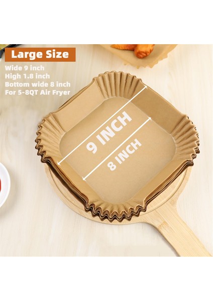 200 Adet Hava Fritözü Kaplamaları Tek Kullanımlık, 5-8qtav Hava Fritözü Için 9 Inç Kare Hava Fritözü Parşömen Kağıdı Kaplamaları, Yapışmaz Su Geçirmez (Yurt Dışından) modelleri