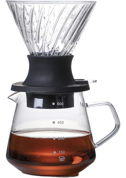 600ML Daldırma Damlatıcı Anahtarı Camı V60 Pour Over Kahve Makinesi V Şeklinde Damlatıcı Kahve Damlatıcı ve Filtreler Şeffaf (Yurt Dışından)