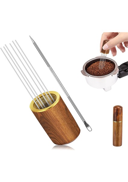 Espresso Dağıtım Karıştırıcı Aracı, 6 Iğneli Espresso Kahve Karıştırıcı Espresso Iğnesi Dağıtıcı Latte Kalemi ile (Yurt Dışından)