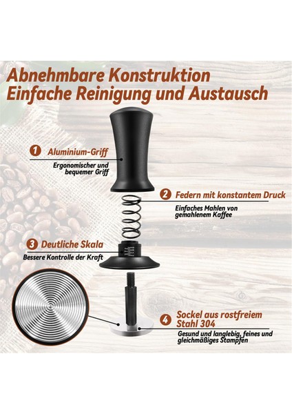 Kahve Tamper Seti 51 Mm, Espresso Tamper Seti, 304 Paslanmaz Çelik Tabanlı Barista Seti Kahve Tamper, Espresso Makinesi Için (Yurt Dışından)
