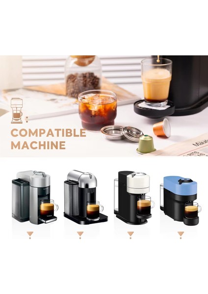 Vertuoline Vertuo Next Pop Makinesi Için Yeniden Kullanılabilir Kapsül Adaptörü 40ML Nespresso Kahve Kapsül Pod'ları ile Uyumlu (Yurt Dışından)
