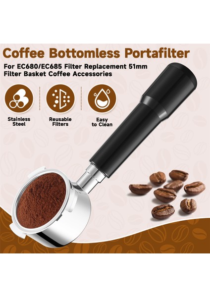 Delonghi EC680/EC685 Filtre Yedek Filtre Sepeti Kahve Aksesuarları Için 51MM Kahve Dipsiz Portafiltre (Yurt Dışından) fırsatları
