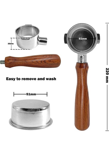 Kahve 51MM Dipsiz Portafilter Delonghi Icona Ecp ECOV311 Espresso Makinesiyle Uyumlu, Taban Filtre Tutucusu Yok (Yurt Dışından)