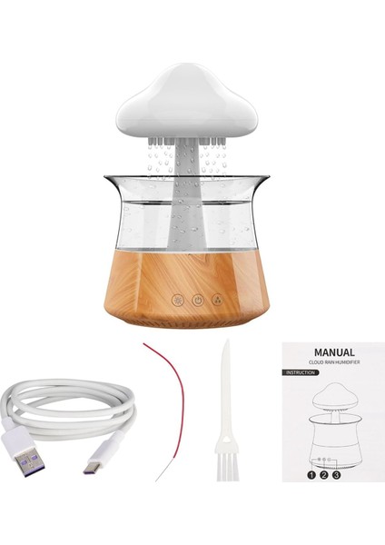 Yatak Odası ve Ev Ofis Için Bulut Yağmur Nemlendiriciler - 7 Renkli LED Işıklı Uçucu Yağ Difüzörü Nano Mist Difüzör (Yurt Dışından)