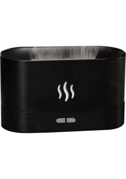 Uçucu Yağ Difüzörü, Nemlendirici 7 Renkli Alev Işığı Nemlendirici Difüzör Spa Ev Yoga Ofis Yatak Odası Siyah (Yurt Dışından)