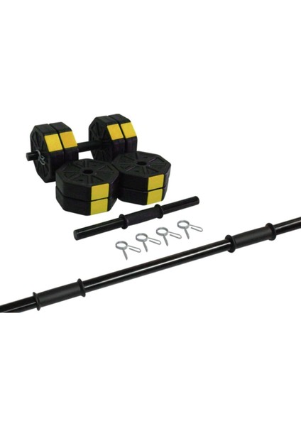 30 kg (150 Cm) Düz Bar Z Bar Dambıl-Dumbell-Ağırlık-Halter–full Set Sarı Kapaklı