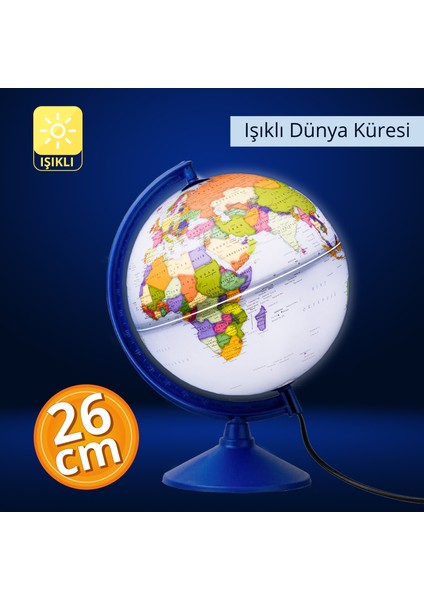 Gürbüz Eco 47303 Işıklı Siyasi Dünya Küresi 26 cm fiyatları