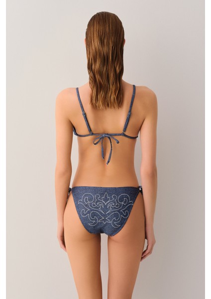 Denim Ince Bağcıklı Bikini Alt