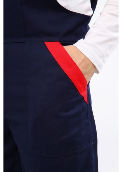 Bahçıvan Tulumu 16/12 Lacivert Gabardin Askılı Iş Tulumu