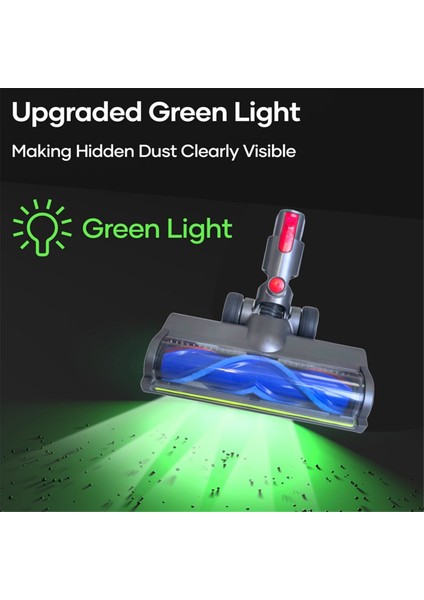 Dyson V7 V8 V10 V11 V15 Elektrikli Süpürge Başlıkları Yeşil LED Işıkları ile Sert Zeminler Için V Şeklinde Kıl Rulo Fırça (Yurt Dışından)