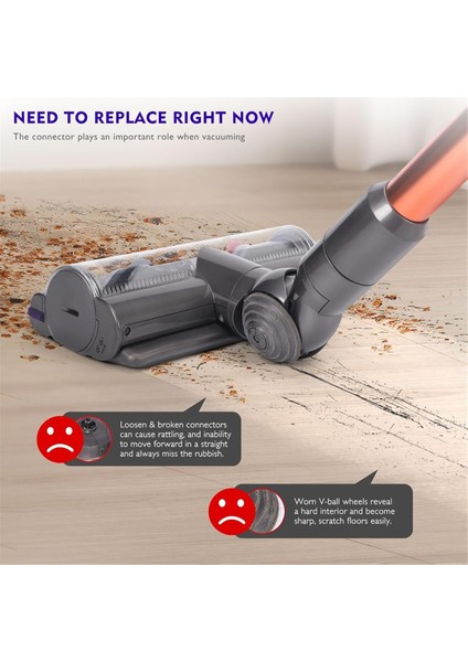 Dyson V7 V10 V11 V15 Elektrikli Süpürge Aksesuarları 100W Doğrudan Tahrikli Emiş Başlığı Konnektör Adaptörü + V-Top Tekerlek (Yurt Dışından)