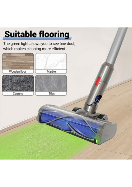 Dyson V7 V8 V10 V11 V15 Elektrikli Süpürge Için Sert Zemin Aparatı LED Işıklı V Şeklinde Turbo Kıl Fırça Temizleme Başlığı (Yurt Dışından)