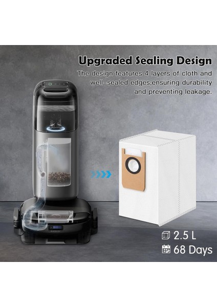 10 Adet Toz Torbası Hepa Filtresi Eufy Omni S1 Pro Robot Süpürge Parçaları Yedek Toz Torbaları Yıkanabilir Filtreler (Yurt Dışından)