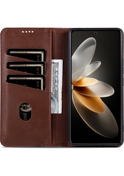 Xiaomi 15 Ultra Sığır Derisi Doku Pu Deri Cüzdan Telefon Kapağı (Yurt Dışından)