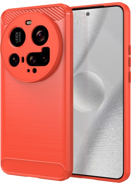 Xiaomi 15 Ultra Kılıf Koruyucu Telefon Kapağı Karbon Fiber Doku Fırçalanmış-Kırmızı (Yurt Dışından)