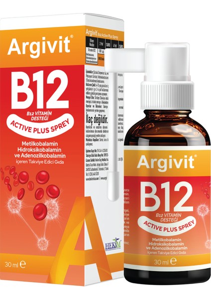 Active Plus B12 Vitamin Sprey 30 ml 3'lü Paket