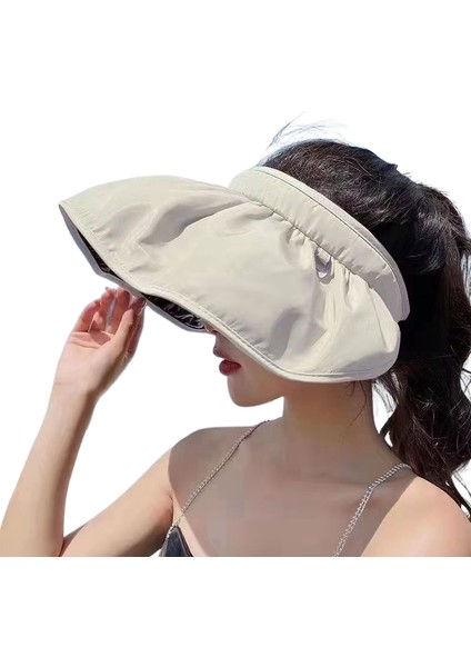 Siyah Plastik Kabuklu Güneşlik Anti-Ultraviyole Boş Üst Dış Mekan Güneş Şapkası (Yurt Dışından)